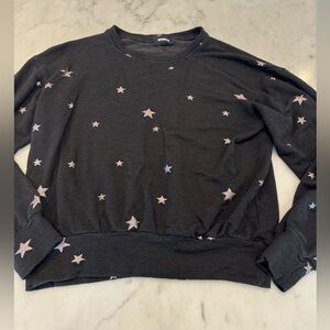 Monrow Women’s Black Knit with Silver stars, size XS, EUC